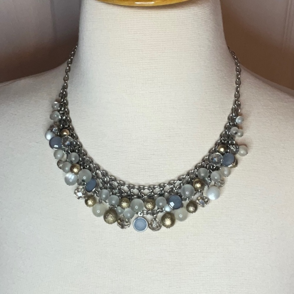 Ann Taylor Silver & Gold Beaded Necklace